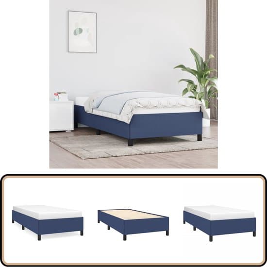 vidaXL - Bedframe - zonder - matras - 90x200 - cm - stof - blauw