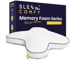 Sleep Comfy Classics - Hoofdkussen Slaapkamer - Orthopedisch - Ergonomisch - Anti Nekklachten - Vlinder Visco Kussen | 55x46x13 cm