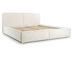 Bed 04 - Gestoffeerd bed van corduroy Tweepersoonsbed met Fluwelen Bekleding - 180x200 cm - Verstelbaar en Comfortabel - Pastelkleuren - Crème (Poso 100)