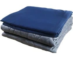 Verzwaringsdeken Set Bamboe 7 KG Weighted Blanket Beter Slapen – Wasbare Hoes Bamboe – 200 x 140 – Donkerblauw