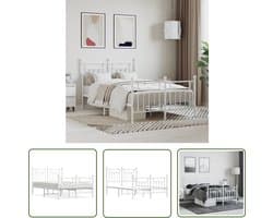 vidaXL Klassiek Bed - Metalen Bedframe - Bedframe met hoofd- en voeteneinde metaal wit 120 x 190 cm - Wit Bed - Bed Met Opbergruimte - Boxspring Bed