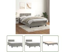 vidaXL Fluweel Bed - Boxspringbed - Boxspring met matras fluweel lichtgrijs 120x200 cm - Adjustable Headboard - Pocketveer Matras - Medium Hard Mattress