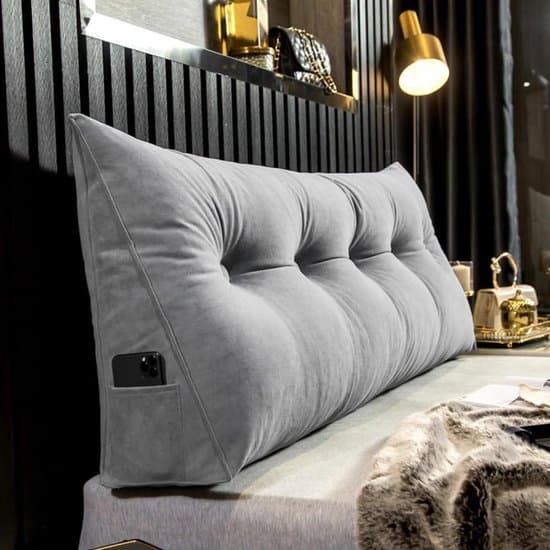 Wigkussen - Leeskussen Rugsteun - Ontspannen Lezen - Ergonomisch Driehoekig - 80x50x20cm - Grijs