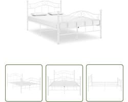 vidaXL Bedframe - Tweepersoonsbed - Bedframe metaal wit 120x200 cm - Metalen Bedframe - Wit Bedframe - Poedercoating