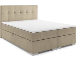 Meuba Home - Antwerp Boxspring - Beige - 200x200 - Stof - Met topper 8cm
