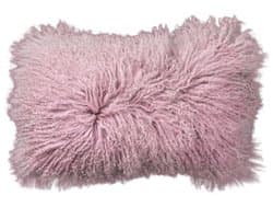 Van Buren - Tibetaans schapenvacht kussen - Roze 30x50cm - 100% echt schapenvacht