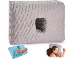 Piercing Kussen - Traagschuim - Donut Kussen Met Gat Voor Oor - Hoofdkussen Zijslaper - 40x28 cm - Ringkussen - Piercingkussen - Hoofd Kussen - Zijslaper Kussen - Wit