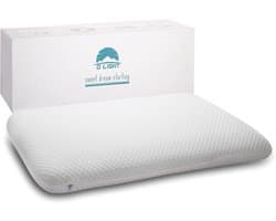 Slank Traagschuim Kussen - Dun Plat Kussen - Comfortabel Slapen - Ademend Hypoallergeen - 63x40cm - Wit