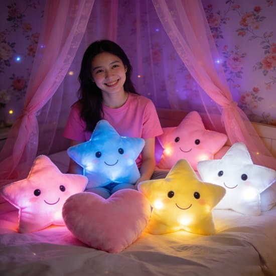 Lichtgevend Kussen Ster • Geel • LED Kussen • Lichtgevende knuffel • Slapen • Kussen met Licht