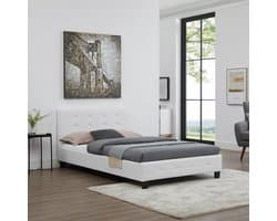 Beddengoed BRIGHTON 120cm breed kunstlederen bekleding wit