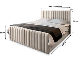 Boxspring ARION 160x200 cm met matras en topper, bedkasten - Bruin