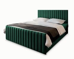 Boxspring ARION 160x200 cm met matras en topper, bedkasten - Groen
