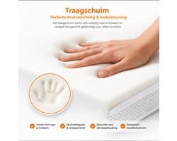 Sleepingoutlet - Topdekmatras Traagschuim 160x200 - Memory Foam / Nasa Schuim - Extra Dik - 3D Ventilatieborder - Orthopedisch - Drukverlagend - Zacht - Luxe Wasbare Hoes - Matras Topper