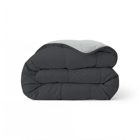 Zelesta Comfort Duo Dekbed zonder overtrek - Wasbaar Hoesloos dekbed - Met vaste overtrek - 2 in 1 - Zacht zwart & Zilver grijs - 240x200cm