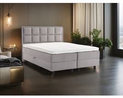 BSS Bedding Florence - Boxspring - 140x200 cm - Met Opbergruimte & Topmatras - Grijs