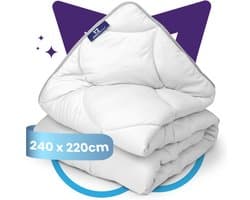 Slaapspeciaal eazydekbed Essential 240x220 cm - WIT - Dekbed Zonder Overtrek – Gekleurd Dekbed – Hoesloos Dekbed - Wasbaar Dekbed - Luxe Gelvezels - Anti-Allergisch & Perfect Voor Elk Seizoen - Lits Jumeaux
