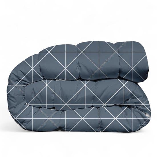 Premium Dekbed bedrukt - Zonder hoes ( 2 in 1 ) - Tweezijdig - 1 persoon -140 x 200 cm - Ruiten Blue / Ruiten Light