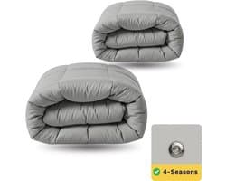 Zelesta Wonderbed Morning Grey 240x200 - Katoenen dekbed zonder overtrek - 4 Seizoenen dekbed - Wasbaar dekbed - Hoesloos dekbed - 2 in 1 Dekbed met vaste overtrek