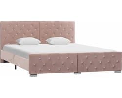 vidaXL - Bedframe - fluweel - roze - 160x200 - cm