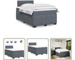 vidaXL Boxsprings - Boxspring - Boxspring met matras fluweel donkergrijs 120x190 cm - Tweepersoonsbed - Donkere Kleur - Fluweel
