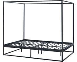 Hemelbed Kristianstad met bedbodem 140x200 cm zwart