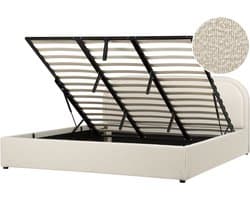 BELIANI QUILLIEN - Bed met opbergruimte - Lichtbeige - 180 x 200 cm - Bouclé