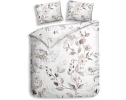 Heckettlane Dekbedovertrek Katoen Satijn Amara - Beige - 100% Katoen-Satijn - Dekbedovertrek 240x200/220cm - Lits Jumeaux - Wenen