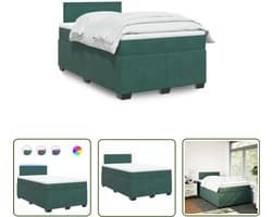 vidaXL Fluweel Bed - Boxspring - Boxspring met matras fluweel donkergroen 120x200 cm - Donkere Groene Boxspring - Boxspring 120x200 - Led Boxspring