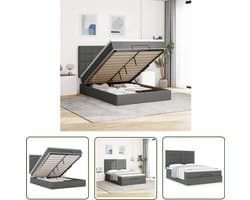 vidaXL Boxspring - Ottoman Bed - Ottoman bed met matras 140x190cm stof donkergrijs - Slaapbank - Slaapcomfort - Opbergbed