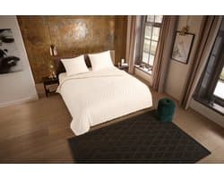 Pure dekbedovertrek luxe zizag biezen/ borduursels - 2 persoons 200x200/220 cm - Ecru - Microvezel