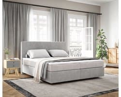 Boxspringbed Dream-Well Cord Zilvergrijs 180x200 cm met TFK Matras en Topper