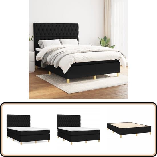 vidaXL Boxspring Set 140x200 cm - Elegant Zwart Boxspringbed - Boxsprings - Tweepersoonsbed - Slaapcomfort - Matras