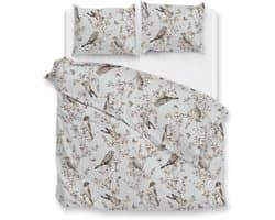 Zohome Dekbedovertrek Uccello - Bedlinnen met Takken print - 240x220 - Grijs - Dekbedhoes van 100% Katoen-Flanel