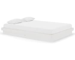 vidaXL - Bedframe - massief - hout - wit - 140x200 - cm