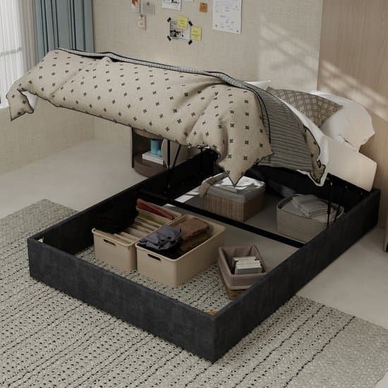 REDOM Bedframe – 140x200 cm – Met stoffen bekleding – Metalen frame – Grijs