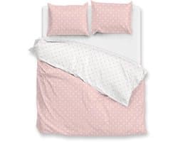 Zohome Dekbedovertrek Punta Di Cotone - Roze - Lits-jumeaux - Dekbedhoes van 100% Katoen - Punten - 240x220 + 2 slopen 60/70 cm