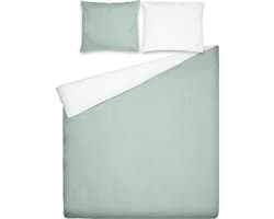 Ten Cate Dekbedovertrek - Dekbedovertrek 200 x 200 tweepersoons - Dekbedovertrekken - Dekbedovertrek 200x220 - Malaga Groen Wit