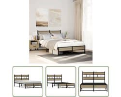 vidaXL Houten Bed - Bed Frame - Bedframe zonder matras metaal sonoma eikenkleurig 120x200 cm - Metalen Bed - Bed Met Opbergruimte - Sonoma Eiken Kleur