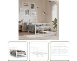 vidaXL Bed Frame Wit - Metalen Bed Frame - Bedframe met hoofd- en voeteneinde metaal wit 120x200 cm - Bed Frame 120x200 - Staal Bed Frame - Tweepersoons Bed Frame