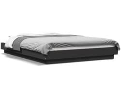 Tweepersoonsbed | Dubbelbed | Volwassenenbed | Bedframe bewerkt hout zwart 120x200 cm