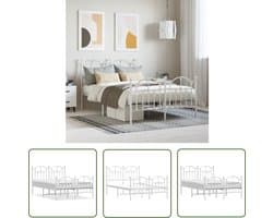 vidaXL Houten Bed Frame - Robuust Bed Frame - Bedframe met hoofd- en voeteneinde metaal wit 120 x 190 cm - Wit Bed Frame - King Size Bed Frame - Tweepersoons Bed Frame