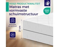 Matras 140 x 190 cm - Hoogte 21cm - Pocketvering matras met 7 zones - Ergonomisch - Gemiddeld - Tweepersoons