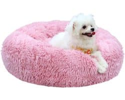 Huisdier Slaapkussen - Pluche Nest - Ontspannen Rusten - Volledig Wasbaar - 60 cm Diameter - Roze