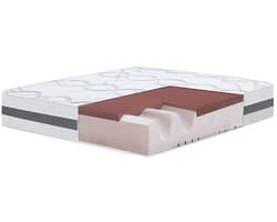 The White Stone Traagschuim Matras 140x195 cm Hoogte 27 cm | Hypoallergeen en Ademend Tijk | Orthopedische Zelfvormende Eigenschappen | Medium-Stevig | Gemaakt in Italië