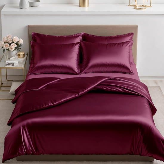 Satijnen Dekbedset - Luxe Bedtextiel - Slaapcomfort - Extra dik en zacht - 200x200 cm - Bordeauxrood