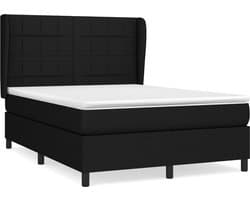 vidaXL - Boxspring - met - matras - stof - zwart - 140x200 - cm