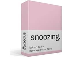 Snoozing - Katoen-satijn - Hoeslaken - Extra Hoog - Tweepersoons - 120x200 cm - Roze