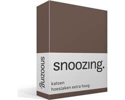 Snoozing - Katoen - Extra Hoog - Hoeslaken - Tweepersoons - 150x200 cm - Taupe