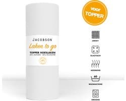 Jacobson - Hoeslaken Topper - 180x200cm - Jersey Katoen - tot 12cm matrasdikte - Wit