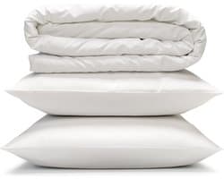 Yodormi - Dekbedovertrek - 100% biologisch katoen - Satijnweving - Premium enkeldraads - Knoopsluiting - Wit - 200x220